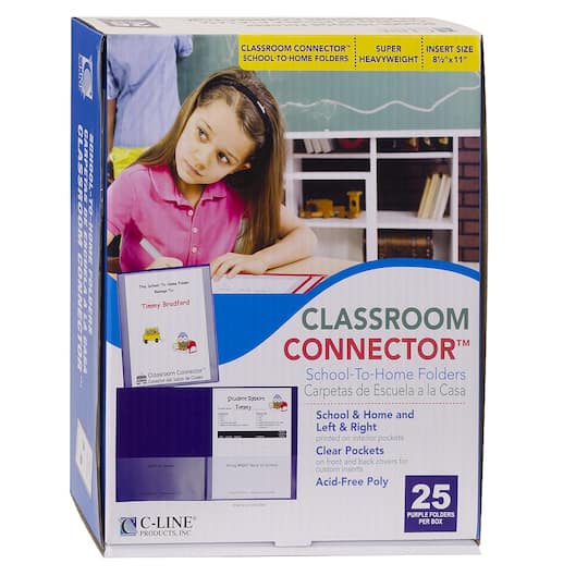 C-Line® Classroom Connector™ Purple School-To-Home Folders, 25ct.